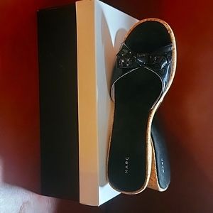 Marc Jacobs Black Patent Leather Mule Sandals